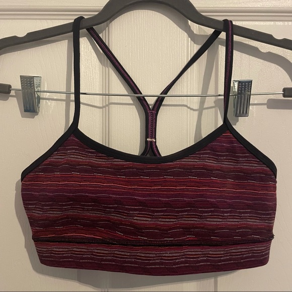Lululemon Flow Y Bra IV Space Dye Twist Regal Plum Alarming Red Purple Small - Picture 2 of 8
